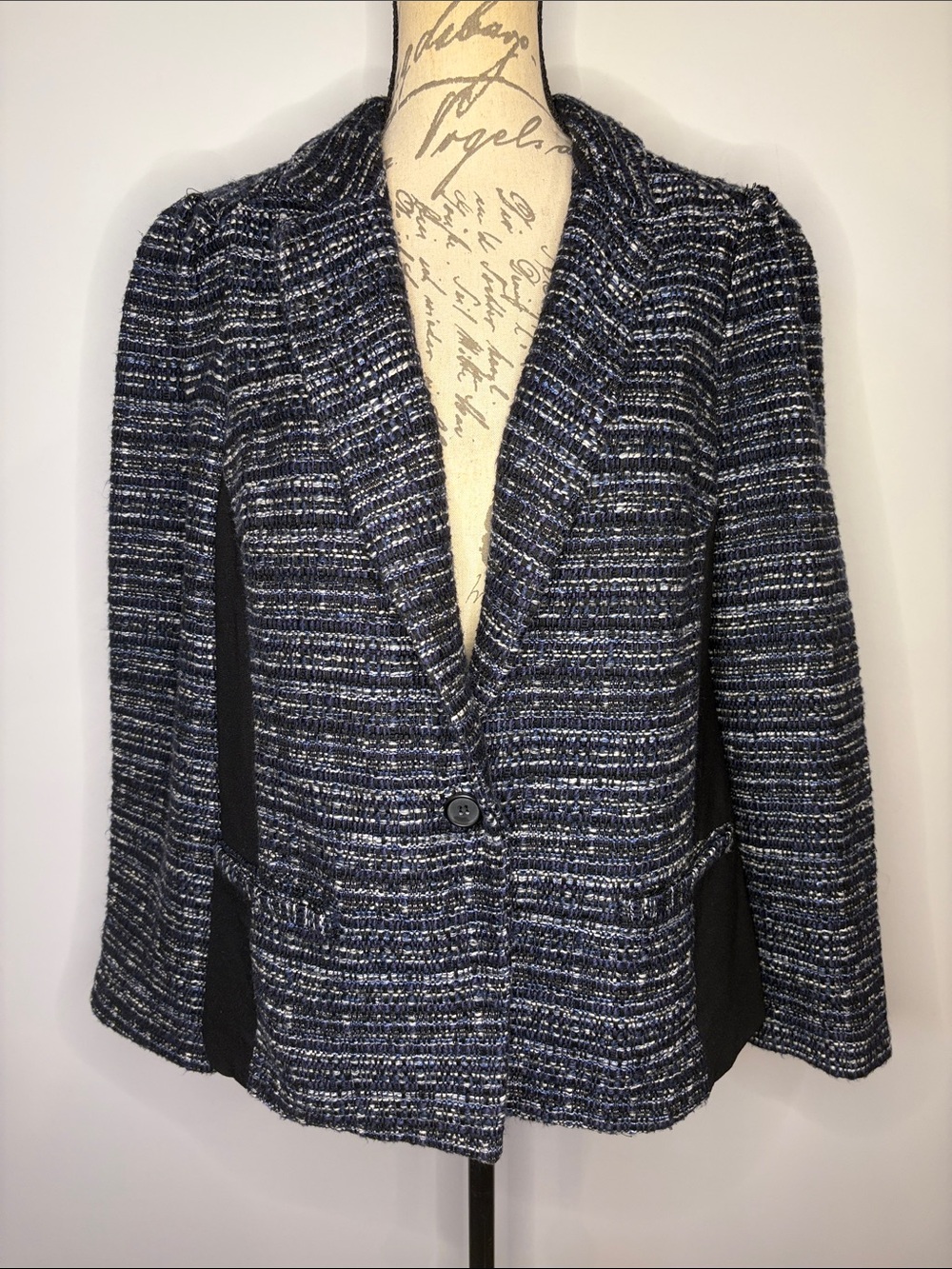 Anthropologie Drew one button textured tweed boucle blazer jacket XL